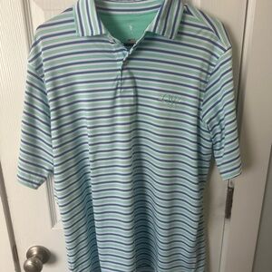 Fairway & Greene Aqua and Blue Striped Polo